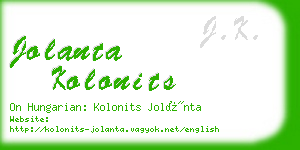 jolanta kolonits business card